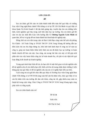 Hoàn thiện kế toán doanh thu và chi phí tại Công ty TNHH