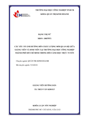 Yếu Tố Ảnh Hưởng Đến Chất Lượng Quan Hệ Giảng Viên -