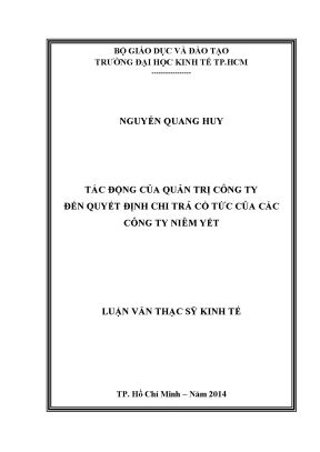 Cơ sở lý luận về Quản trị công ty và Chi trả cổ tức