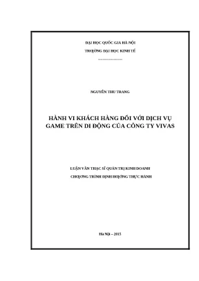 Luận văn: Hành vi khách hàng với game mobile Vivas