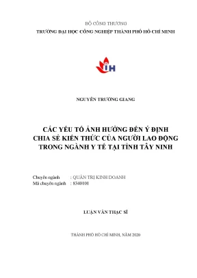 Yếu Tố Ảnh Hưởng Đến Chia Sẻ Kiến Thức Trong Ngành Y Tế