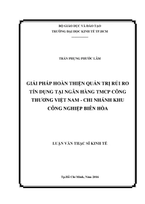 Giải pháp hoàn thiện quản trị rủi ro tín dụng tại ngân