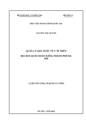 Quản lý nhà nước về y tế tại quận Hoàn Kiếm, Hà Nội