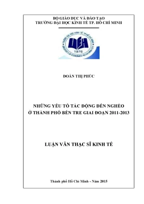 Yếu Tố Tác Động Đến Nghèo Ở Thành Phố Bến Tre (2011-2013)