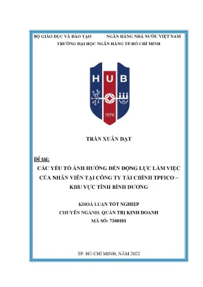 Yếu tố ảnh hưởng động lực làm việc của nhân viên TPFICO