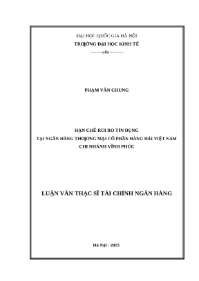 Giải pháp hạn chế rủi ro tín dụng tại Maritimebank Vĩnh Phúc