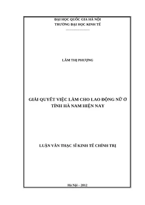Thực trạng và giải pháp việc làm cho lao động nữ Hà Nam