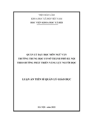 Quản lý dạy học Ngữ văn tại trường THCS Hà Nội: Phát