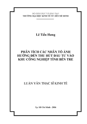 Phân Tích Nhân Tố Thu Hút Đầu Tư Vào Khu Công Nghiệp