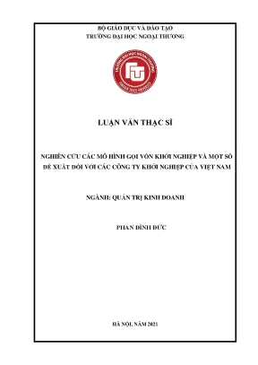Mô Hình Gọi Vốn Khởi Nghiệp Tại Việt Nam: Đề Xuất và