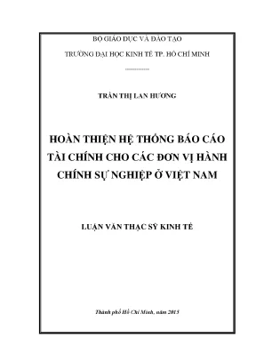 Luận văn: Hoàn thiện Báo cáo tài chính đơn vị HCSN
