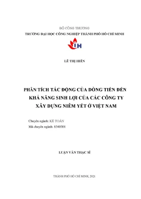 Tác động của dòng tiền đến lợi nhuận của công ty xây