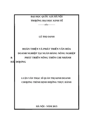 Phát Triển Văn Hóa Doanh Nghiệp Tại Ngân Hàng Nông
