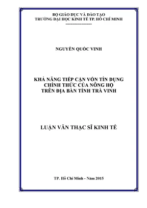 Tiếp cận vốn tín dụng nông hộ tại Trà Vinh: Phân tích &