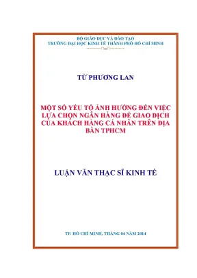 Luận văn: Yếu tố ảnh hưởng đến việc lựa chọn ngân hàng