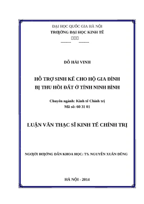 Luận văn: Hỗ trợ sinh kế cho hộ bị thu hồi đất Ninh Bình