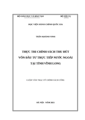 Chính Sách Thu Hút Đầu Tư Nước Ngoài Tại Vĩnh Long: Thực