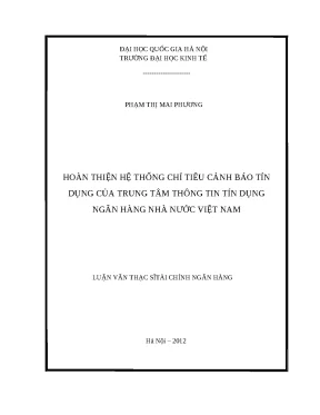 Hoàn thiện hệ thống chỉ tiêu cảnh báo tín dụng tại Ngân