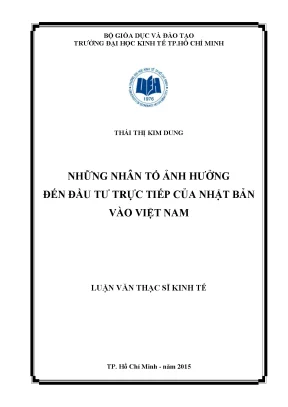 Nhân Tố Ảnh Hưởng Đến Đầu Tư Trực Tiếp Nhật Bản Vào Việt Nam