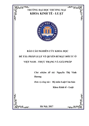 Quyền bí mật đời tư ở Việt Nam: Thực trạng và giải pháp