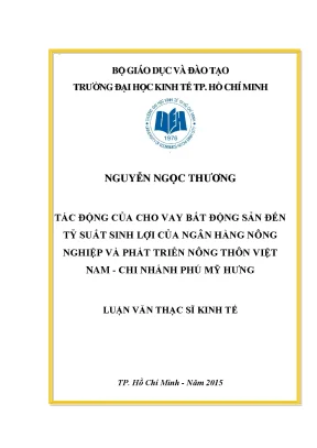 Tác Động Của Cho Vay Bất Động Sản Đến Tỷ Suất Sinh Lợi