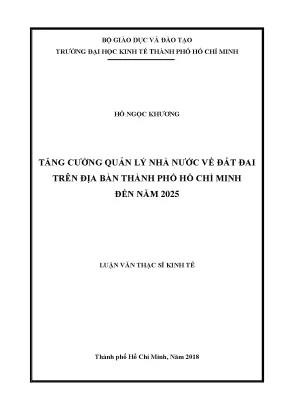 Quản Lý Nhà Nước Về Đất Đai Tại TP.HCM Đến Năm 2025: