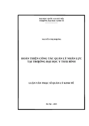 Luận văn thạc sĩ ueb hoàn thiện công tác quản lý nhân lực tại trường đại học y thái bình