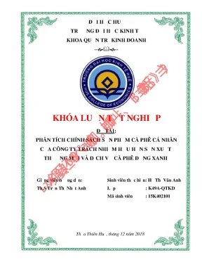 Khóa luận: Phân tích chính sách sản phẩm cà phê Đồng Xanh
