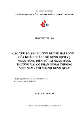 Yếu tố ảnh hưởng đến sự hài lòng khách hàng dịch vụ ngân