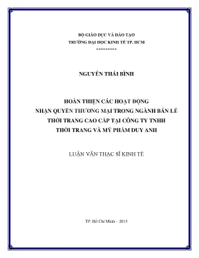 Hoàn thiện hoạt động nhận quyền thương mại trong ngành