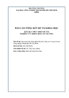 Thẻ Điểm Phát Triển Bền Vững Tại Trường Đại Học Công