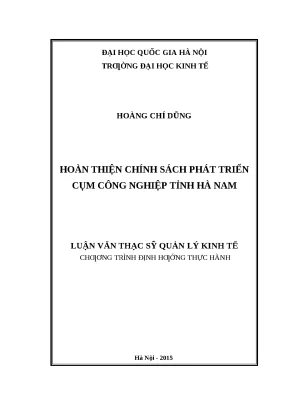Hoàn thiện chính sách phát triển cụm công nghiệp tỉnh Hà Nam