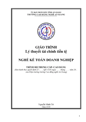 Giáo Trình Tài Chính Tiền Tệ Cho Nghề Kế Toán Doanh Nghiệp