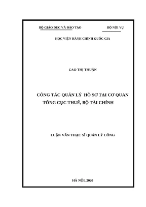 Cải thiện công tác quản lý hồ sơ tại Tổng cục Thuế Bộ