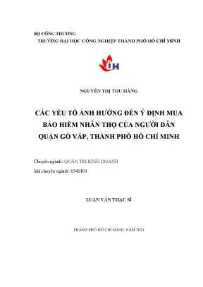 Yếu tố ảnh hưởng đến ý định mua bảo hiểm nhân thọ tại Gò