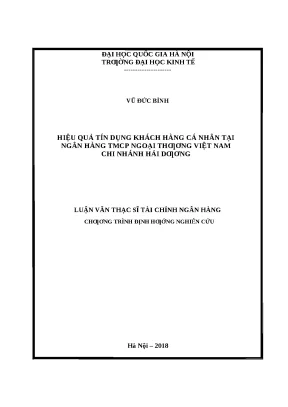 Nâng cao hiệu quả tín dụng khách hàng cá nhân tại ngân