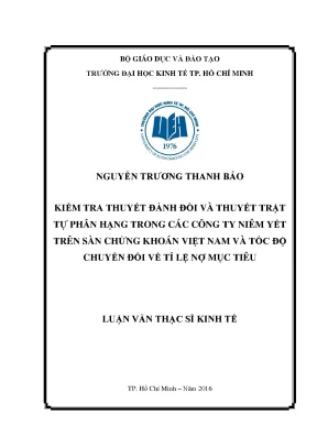 Nghiên cứu thuyết đánh đổi và trật tự phân hạng trong
