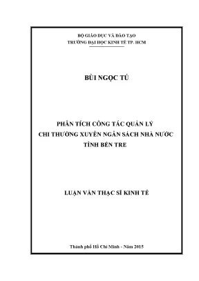 Luận văn: Quản lý chi thường xuyên ngân sách Bến Tre