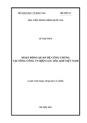 Luận văn hoạt động quan hệ công chúng tại tổng công ty điện lực dầu khí việt nam