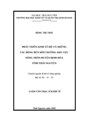 Phát triển kinh tế hộ & tác động môi trường huyện Định Hóa