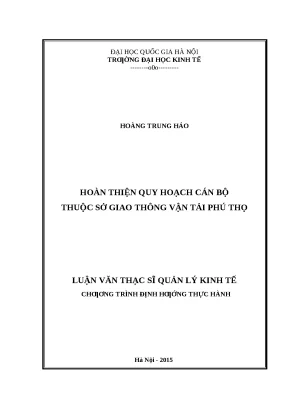 Luận văn: Quy hoạch cán bộ Sở GTVT Phú Thọ