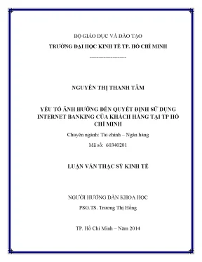 Yếu tố ảnh hưởng quyết định sử dụng Internet Banking