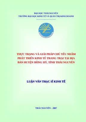 Giải pháp phát triển kinh tế trang trại huyện Đồng Hỷ
