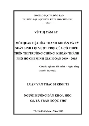 Luận văn: Thanh khoản và tỷ suất sinh lợi cổ phiếu HOSE