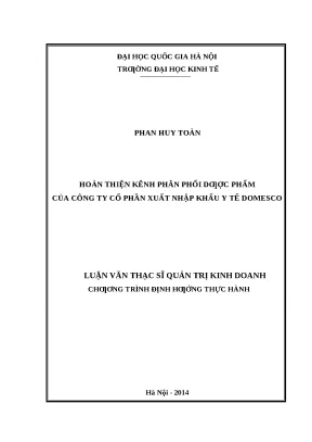 Hoàn thiện kênh phân phối dược phẩm tại Công ty CP XNK Y