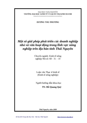 Giải pháp phát triển doanh nghiệp nhỏ và vừa trong nông