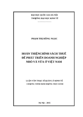 Hoàn thiện chính sách thuế để phát triển doanh nghiệp