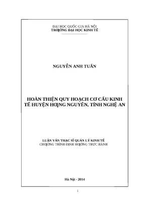 Hoàn thiện quy hoạch kinh tế huyện Hưng Nguyên, Nghệ An