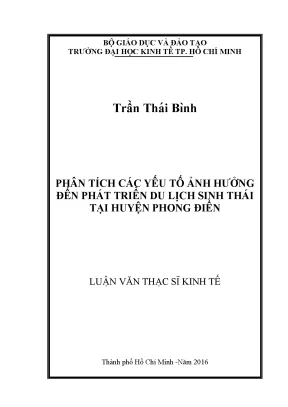 Phát Triển Du Lịch Sinh Thái Tại Huyện Phong Điền, Cần