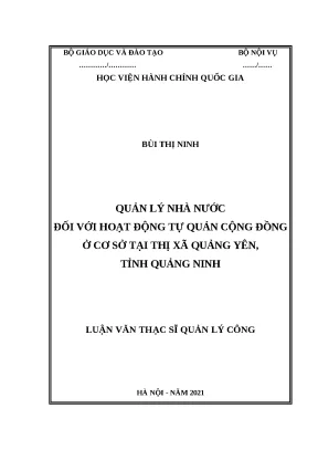 Luận văn quản lý nhà nước qlnn đối với hoạt động tự quản cộng đồng ở cơ sở tại thị xã quảng yên tỉnh quảng ninh